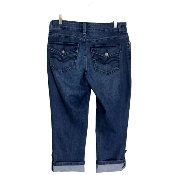 Nine West  Capri Jeans Women’s Size 6 Blue Mid Rise Cuffed Denim Dark Wash - Picture 2 of 8